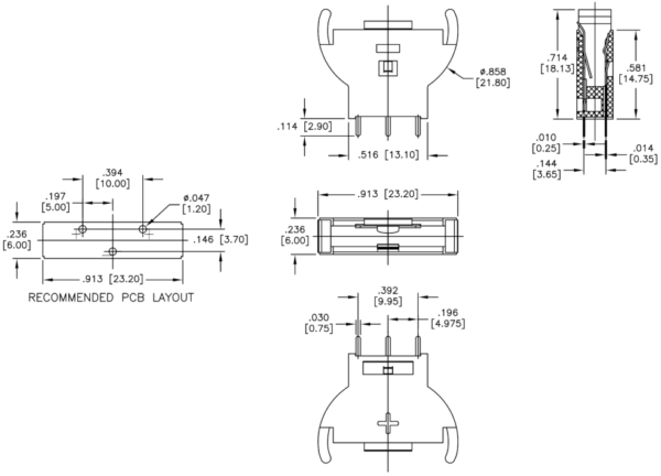 Batt Holder CR2032 Vertical - Image 2