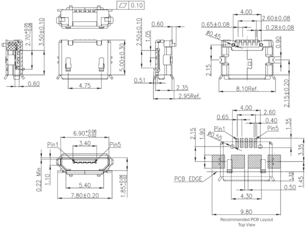USB microB, UJ2-MIBH-G-SMT-TR - Image 2